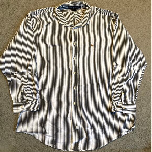 Ralph Lauren Other - Ralph Lauren Button Shirt 17 34 Large Yarmouth Cotton Striped Pony Long Sleeve